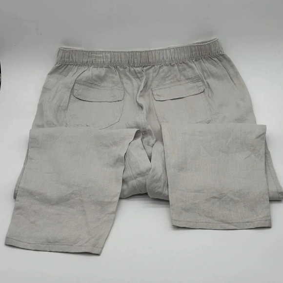 Nicole Miller 100% Linen Women's Pants Elastic Waist Pockets White Size XL - Picture 9 of 10